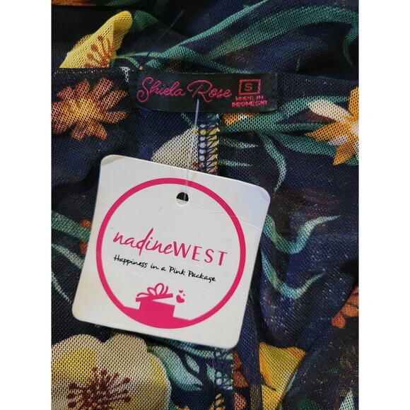 Shiela Rose Women’s Floral Semi-Sheer Open Front Cardigan Small  Multicolor NWT - Picture 6 of 8